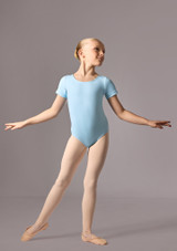 Short sleeved, scoop neck leo (as Freya) Pale Blue Front 2 [Blue]