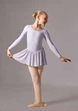 Long sleeved skirted leo (as Lacey) Lilac Front [Purple]