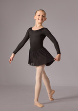 Long sleeved skirted leo (as Lacey) Black Front 9 [Black]