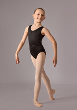 Sleeveless scoop neck leo with belt (as Coco) Black Front [Black]