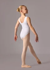 Sleeveless scoop neck leo with belt (as Coco) White Back 3 [White]