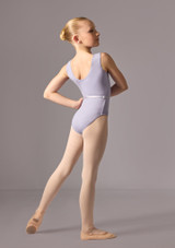 Sleeveless scoop neck leo with belt (as Coco) Lilac Back 4 [Purple]