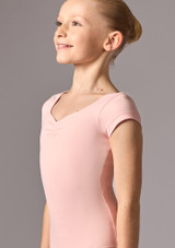 Cap sleeved ruched front leo (as Farrah) Pink Front 8 [Pink]