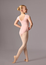 Cap sleeved ruched front leo (as Farrah) Pink Back 8 [Pink]