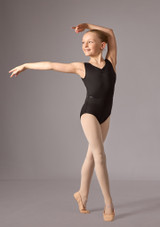 Sleeveless ruched front leo with belt (as Jessica) Black Front 5 [Black]