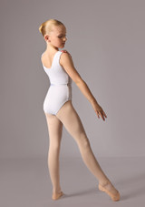 Sleeveless ruched front leo with belt (as Jessica) White Back [White]