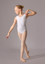 Sleeveless ruched front leo with belt (as Jessica) White Front 3 [White]