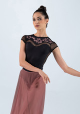 Arlette sweetheart neck leotard Black Front [Black]