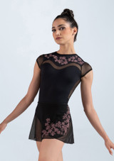 Leonie mesh skirt with velour print Black Front [Black]