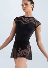 Leonie mesh skirt with velour print Black Front [Black]