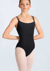Mirella Scoop Neck Cami Leotard Black Front [Black]