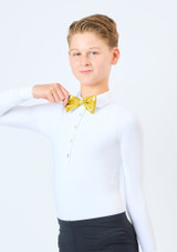 Alegra Shiny Elasticated Bow Tie Gold Front [Gold]
