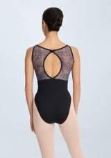 Heaven Boat Neck Leotard Navy Blue Front 2 [Blue]