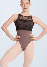 Heaven Boat Neck Leotard Mink Front [Brown]