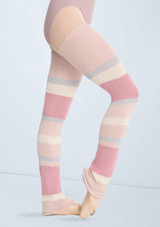 Heather Striped Legwarmers Pink Front [Pink]