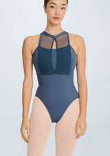 Hermione Halter Leotard Aqua Front [Blue]