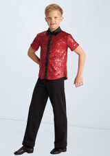 Weissman Boys Petite Sequin Shirt Red 5 [Red]