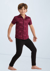 Weissman Boys Collared Lace Shirt Black Cherry 5 [Black]