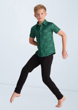 Weissman Boys Collared Lace Shirt Forest Green 5 [Green]
