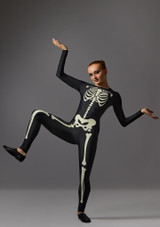 Skeleton Catsuit Black Front [Black]