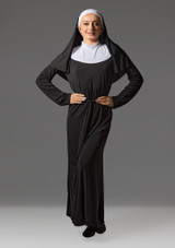 Nun Dress with belt, veil & collar White-Black Front 2 [White]