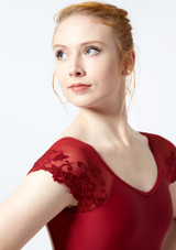 Ballet Rosa Lace Cap Sleeve Leotard Red Front 2 [Red]