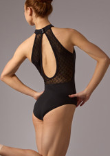 Move Dance Wave Mesh Halter Leotard Black Back [Black]