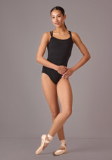 Move Dance Antonia Cross Back Leotard Black Front [Black]