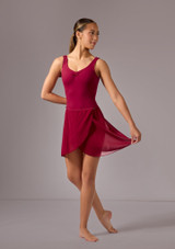 Move Dance Tilly Midi Wrap Dance Skirt Burgundy Front 3 [Red]