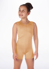 Alegra Girls Shiny Hotpant Unitard Flesh Main [Tan]