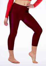 Alegra Girls Shiny Crop Leggings Burgundy Main [Red]