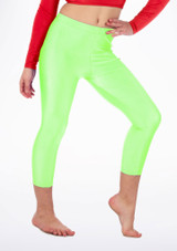 Alegra Girls Shiny Crop Leggings Fluorescent Green Main [Green]