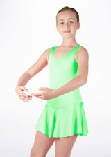 Alegra Girls Shiny Minnie Skirted Leotard Fluorescent Yellow Main [Yellow]