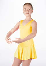 Alegra Girls Shiny Minnie Skirted Leotard White front. [White]