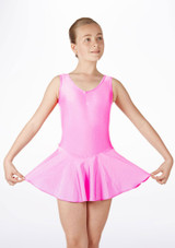 Alegra Girls Shiny Minnie Skirted Leotard Orange Main [Orange]