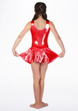 Alegra Girls Metallic Skirted Minnie Leotard Main [Red]