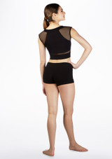 So Danca Mesh Crop Top - Black Black Back [Black]