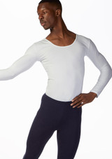 Ballet Rosa Mens Long Sleeve Dance Top White Front [White]