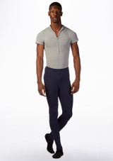 Ballet Rosa Mens Short Sleeved Zip Up Leotard Grey Front [Grey]