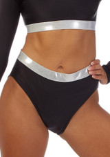 Alegra Fuse Girls High Waist Briefs Silver Front [Silver]