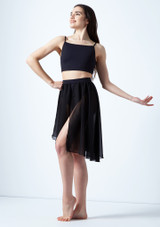 Move Dance Eris Asymmetric Lyrical Half Skirt White back. [White]
