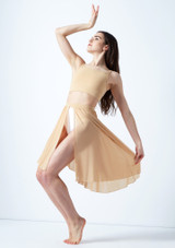 Move Dance Eris Asymmetric Lyrical Half Skirt Black back. [Black]