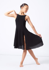 Move Dance Teen Elara High Split Lyrical Dress Black Back [Black]