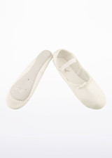 Move Dance Full Sole Leather Ballet Shoe - White White Crop [White]