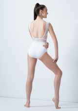 So Danca Teen Harlequin Mesh Open Back Leotard White Back [White]