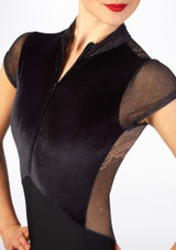 Ballet Rosa Velour Leotard Black Front 2 [Black]