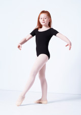 Capezio Class Kids Short Sleeve Leotard Black Front 2 [Black]