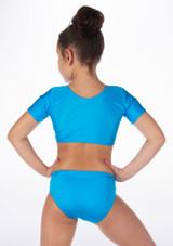 Alegra Girls Shiny Odele Dance Crop Top Kingfisher Main [Blue]