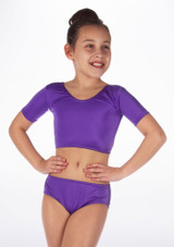 Alegra Girls Shiny Odele Dance Crop Top Purple Main [Purple]