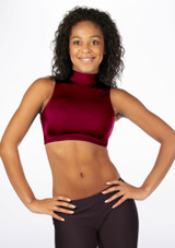 Alegra Girls Shiny Maris Dance Crop Top Burgundy Crop [Red]